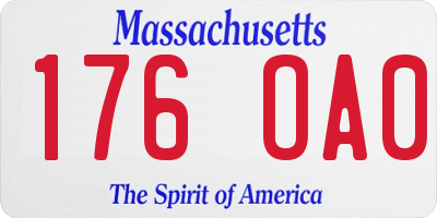MA license plate 176OA0