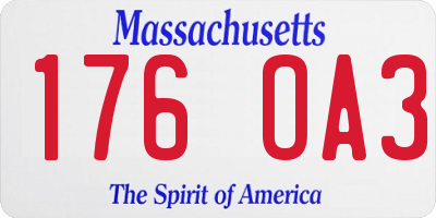 MA license plate 176OA3