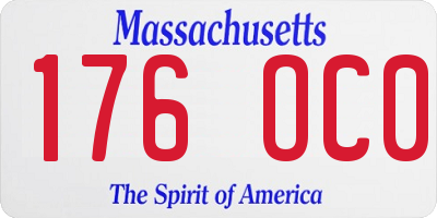 MA license plate 176OC0