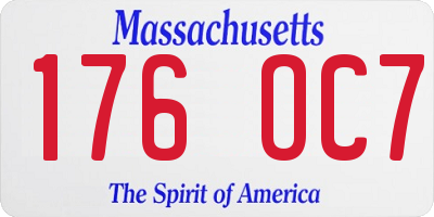 MA license plate 176OC7