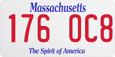 MA license plate 176OC8