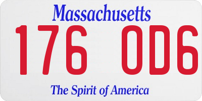 MA license plate 176OD6