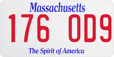 MA license plate 176OD9