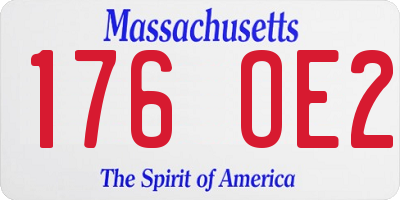 MA license plate 176OE2