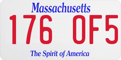 MA license plate 176OF5
