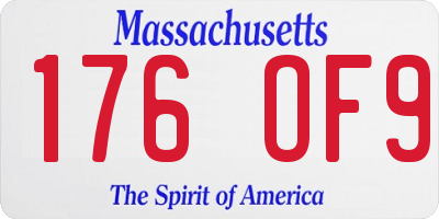 MA license plate 176OF9