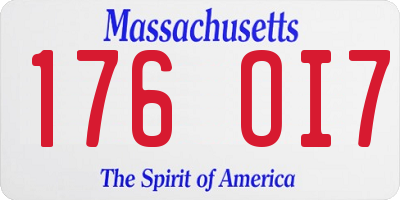MA license plate 176OI7
