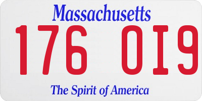 MA license plate 176OI9