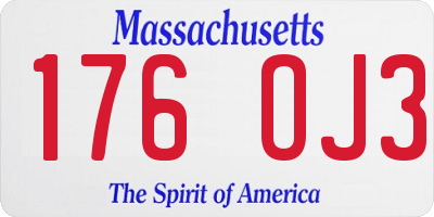 MA license plate 176OJ3
