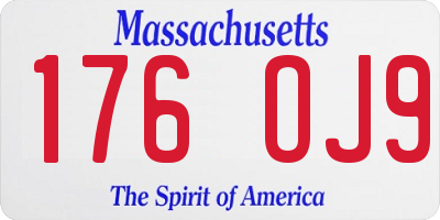 MA license plate 176OJ9