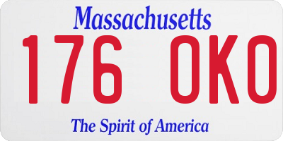MA license plate 176OK0