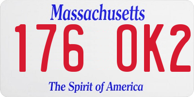 MA license plate 176OK2