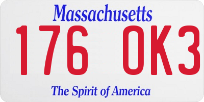 MA license plate 176OK3