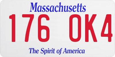 MA license plate 176OK4