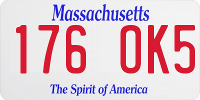 MA license plate 176OK5