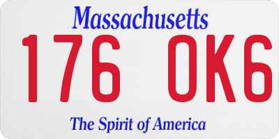 MA license plate 176OK6