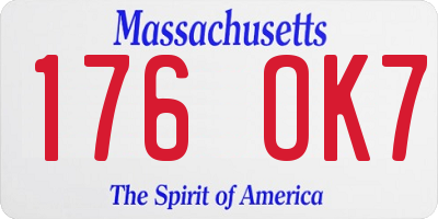 MA license plate 176OK7
