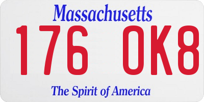 MA license plate 176OK8