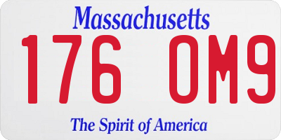 MA license plate 176OM9
