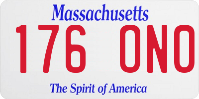 MA license plate 176ON0