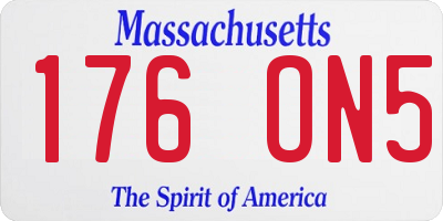 MA license plate 176ON5