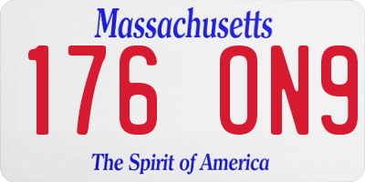 MA license plate 176ON9
