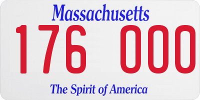 MA license plate 176OO0
