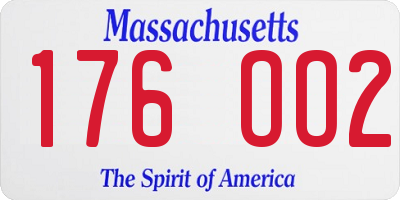 MA license plate 176OO2