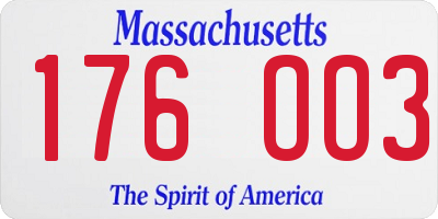 MA license plate 176OO3