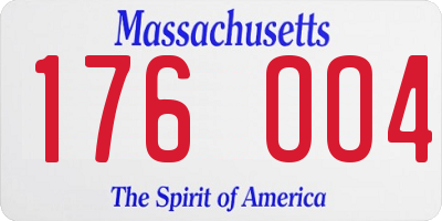 MA license plate 176OO4