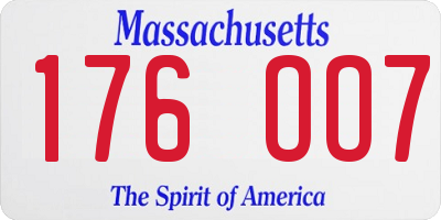 MA license plate 176OO7