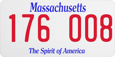 MA license plate 176OO8