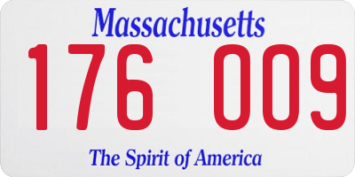 MA license plate 176OO9