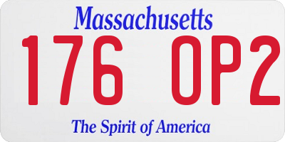 MA license plate 176OP2