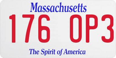 MA license plate 176OP3