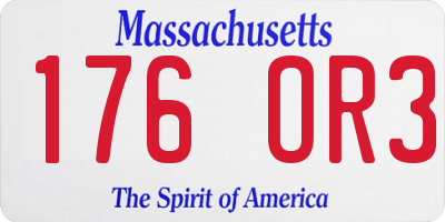 MA license plate 176OR3