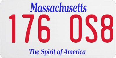 MA license plate 176OS8