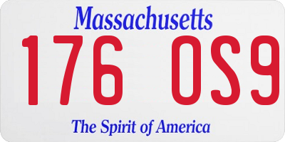 MA license plate 176OS9