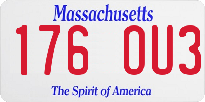 MA license plate 176OU3