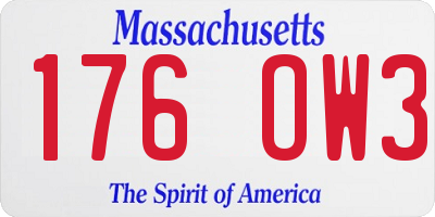MA license plate 176OW3