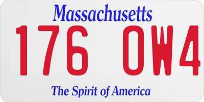 MA license plate 176OW4