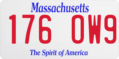 MA license plate 176OW9