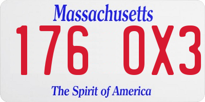 MA license plate 176OX3