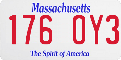 MA license plate 176OY3