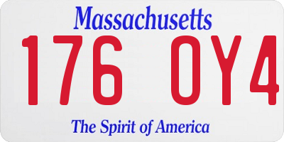 MA license plate 176OY4