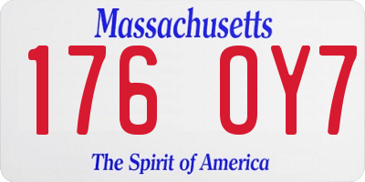MA license plate 176OY7