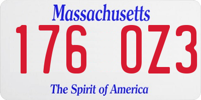 MA license plate 176OZ3