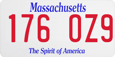MA license plate 176OZ9