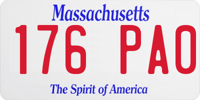 MA license plate 176PA0