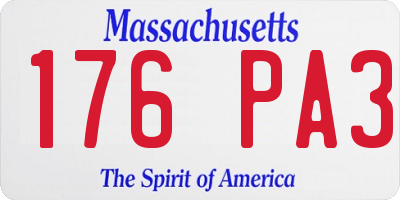 MA license plate 176PA3